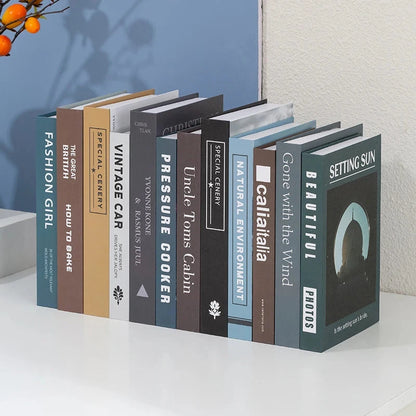 Modern fake book ornament Nordic light luxury simulation book living room home store decoration photo props book case box Good Vibrations