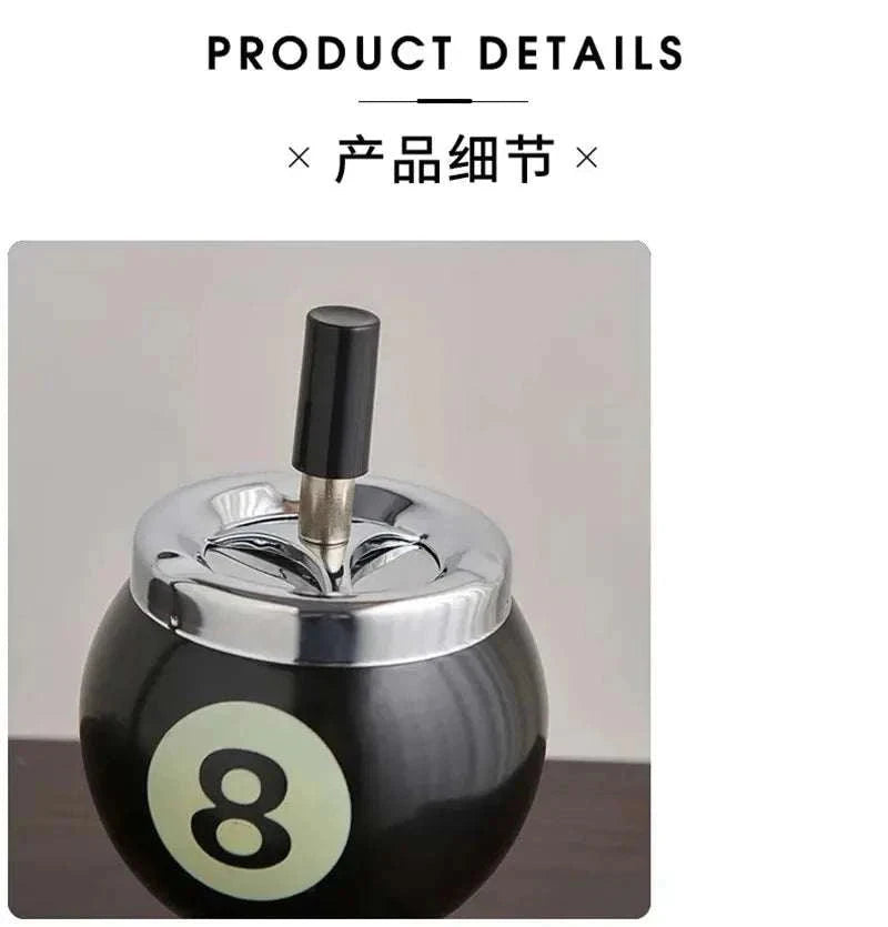 Creative Push Down Cigarette Ashtray Billiards Ball Ashtray Metal Smoking Ash Tray for Indoor or Outdoor Use Good Vibrations Adult Super Store