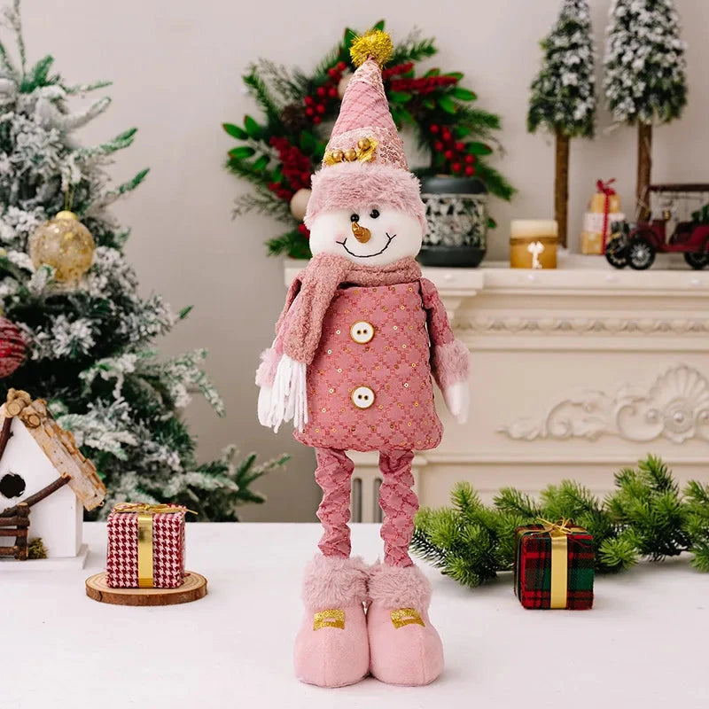hristmas Decoration Pink Telescopic Doll Santa Claus Snowman Elk Various Standing Positions Holiday Atmosphere Christmas Gift Good Vibrations