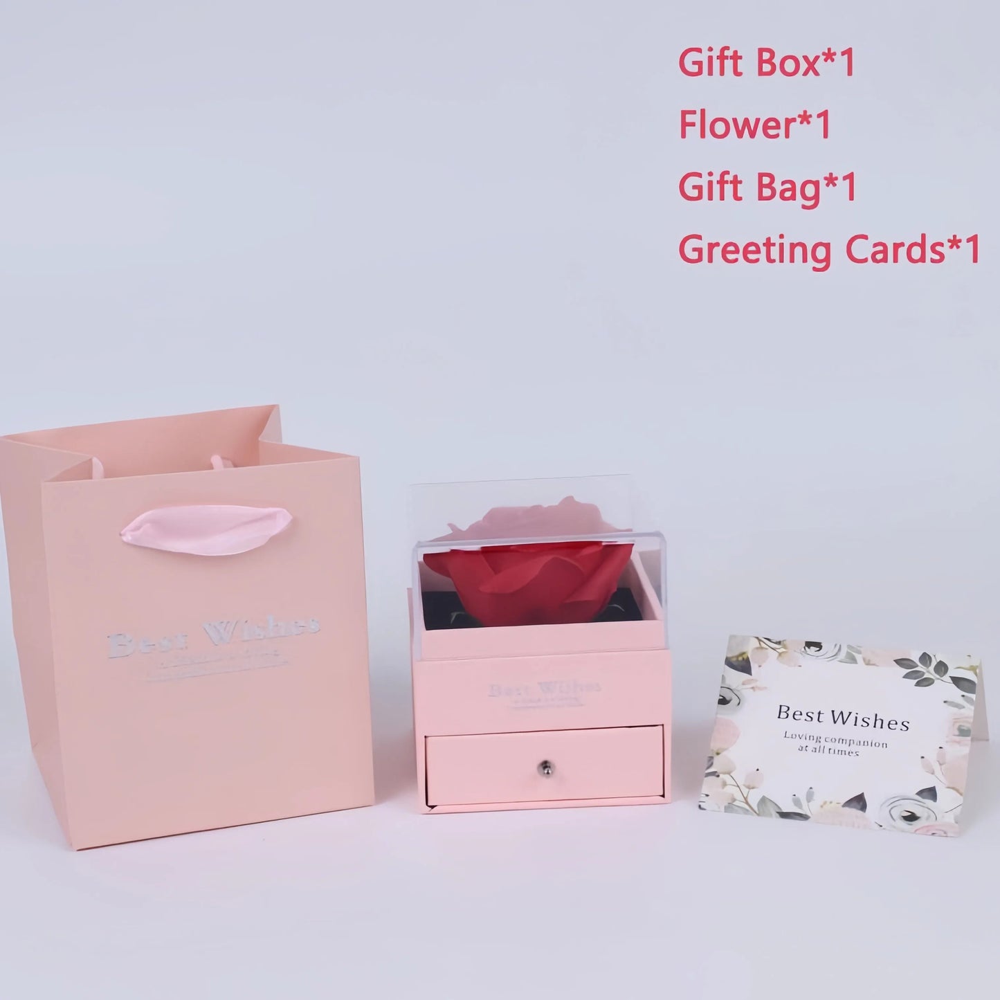 Women's Holiday Gifts Eternal Red Rose With Heart Necklace Flower Lipstick Gift For Mom Girlfriend Birthday From Daughter Sons Good Vibrations