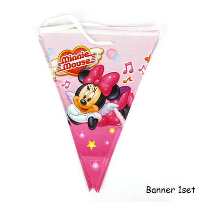 Disney Pink Minnie Mouse One Year Old Birthday Party Supplies Cup Plate Kids Girl Birthday Party Decor Disposable Tableware Set Good Vibrations
