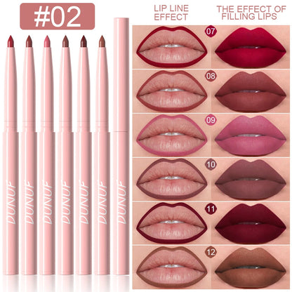 6pcs Lip Liner Pen Set Long-Lasting, Waterproof Sweatproof, Easy Coloring Non-fading Color Rendering Lip Gloss Set Beauty Makeup Good Vibrations