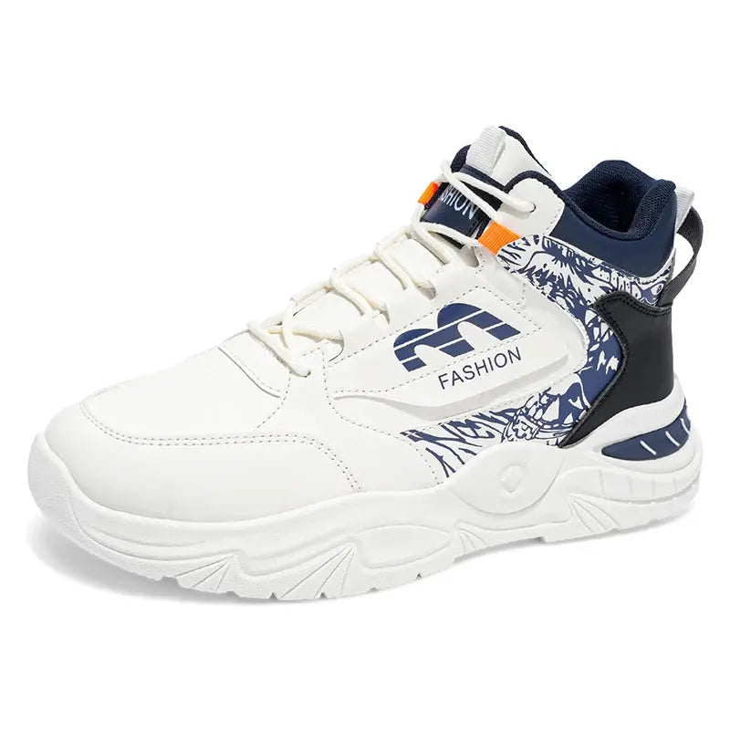 Platform Walking Sneaker Breathable Anti Slip Tennis Shoes Fashion High Top Men Board Shoes Leather Lightweight Men Casual Shoes Good Vibrations