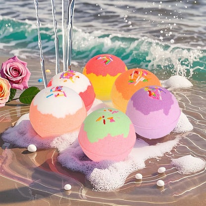 Bath Bombs Rose Gift for Women, 6pcs Handmade Bubble Bath Fizzes Rich in Essential Oils, Perfect for Christmas Good Vibrations Adult Super Store