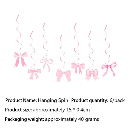 Pink Bow Birthday Party Supplies Disposable Bow Themed Tableware Set Engagement Wedding Girls Birthday Bachelorette Party Decor