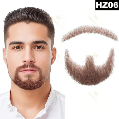 Wigundle Man's Beard Hand Made Real Hair Fake Beard Mustache Fancy Synthetic Invisible for Makeup Fake Hair Cospaly Party Tools Good Vibrations