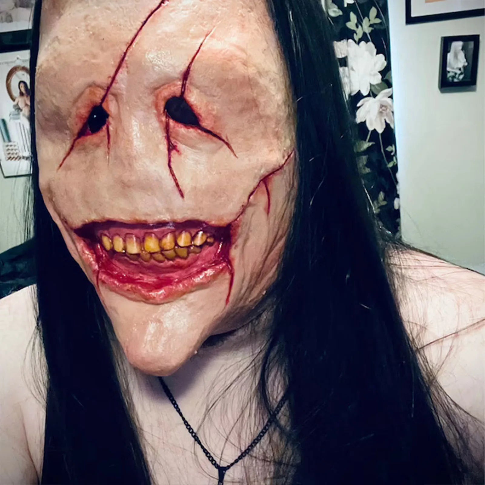Halloween Scared Mask Scary Demon New Terror Curse Scaring Prop Haired Ghost Cosplay Creepy Masks Themed Parties Wear Good Vibrations