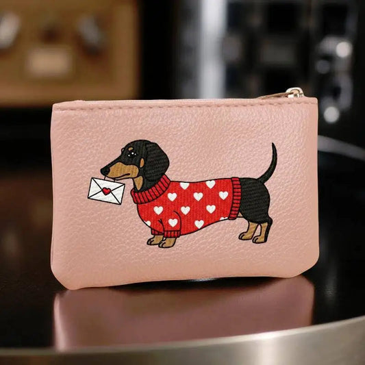 1PC Cartoon Dachshund Coin Purse PU Leather Zipper Wallet Cute Dog Card Holder Small Change Purse Mini Wallet Pouch Good Vibrations