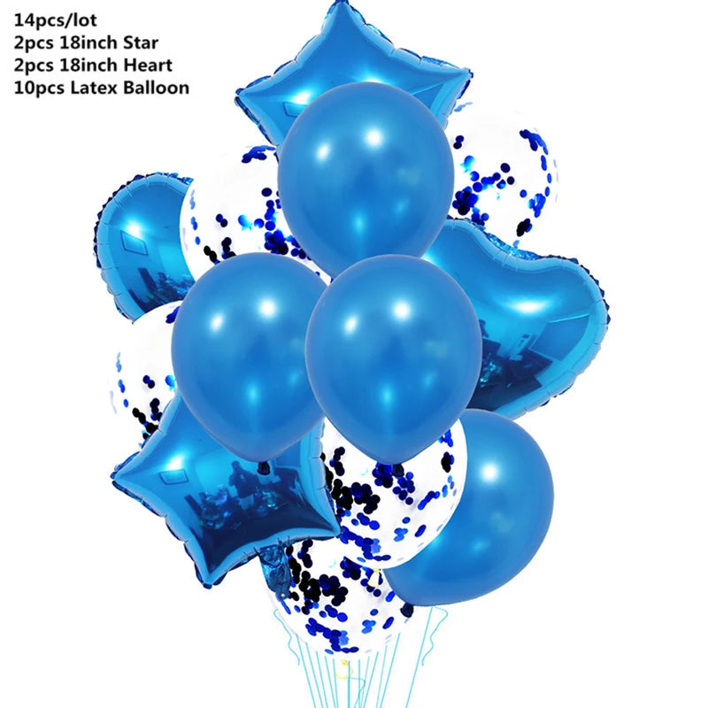 14pcs Rose Gold Mix Star Heart Confetti Latex Balloons Birthday Party Decorations Kids Adult Wedding Anniversary Globos Supplies Good Vibrations