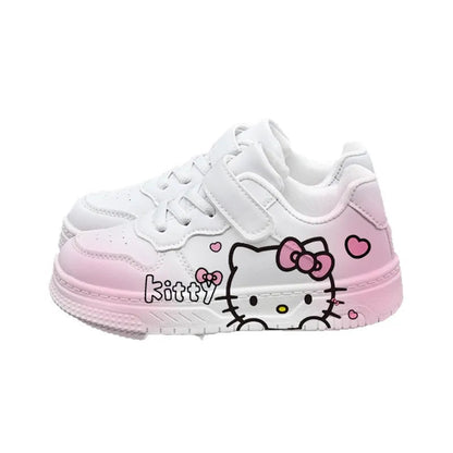 2025 New Hello Kitty Girls Low Top White Sneakers Cute Cartoon Casual Shoes Fashion Canvas Shoes For School Kids Wholesale Good Vibrations