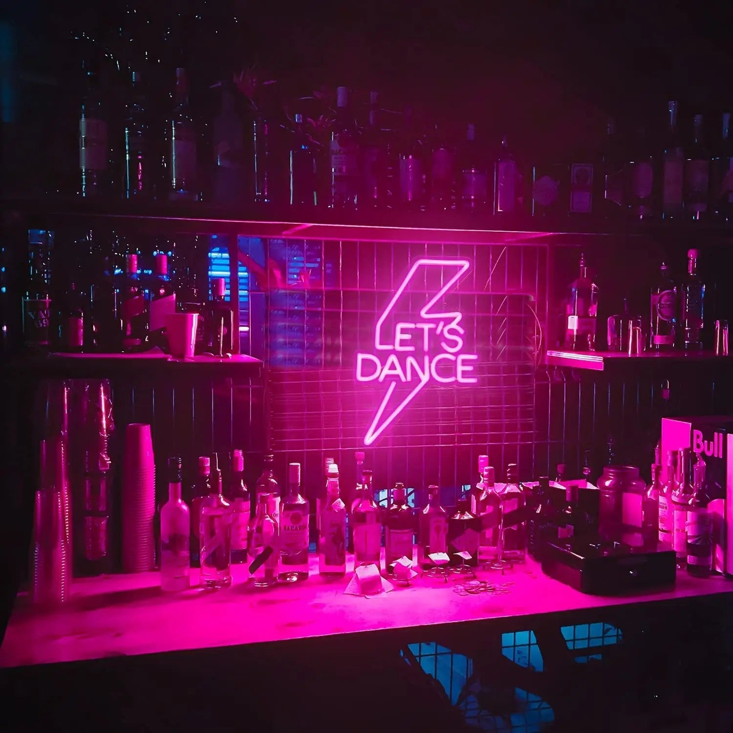 Let's Dance Neon Sign Pink Led Light Sign Light Up Signs Letter Neon Signs for Bedroom Bar Wedding Birthday Dancing Party Decor Good Vibrations