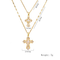 Women's European & American Retro Cross Pendant Necklace Stainless Steel Collarbone Chain Fashionable Light Luxury Jewelry Good Vibrations
