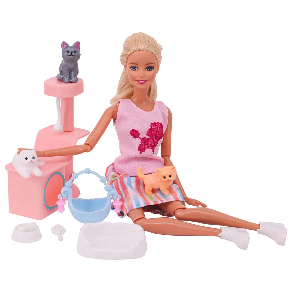 Doll House Furniture Bed Table Chair For 11.8inch 30cm Doll Plastics Cleaning Tools Accessories Mini Furniture Model Gifts Toys Good Vibrations