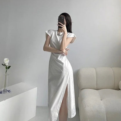White Dresses for Women 2025 Woman Dress Clothes Midi X New in Chic and Elegant Pretty Cheap Casual Y2k Outfits Harajuku Cotton Good Vibrations