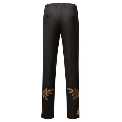 Men's Gold Sequin Applique Fashion Trend Suit Set High-Quality Casual Jacket And Western Pants Two-Piece Ensemble Good Vibrations
