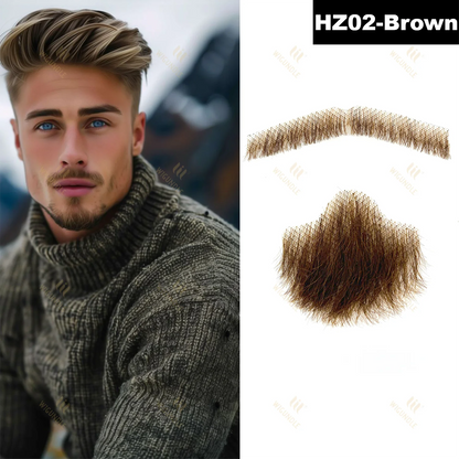 Wigundle Man's Beard Hand Made Real Hair Fake Beard Mustache Fancy Synthetic Invisible for Makeup Fake Hair Cospaly Party Tools Good Vibrations