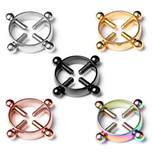 1Pcs Stainless steel cross nipple ring with adjustable nipple clip without piercing Good Vibrations
