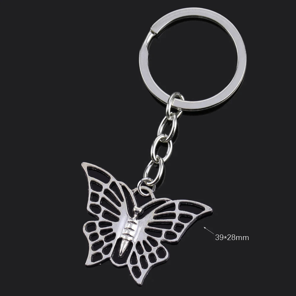 Fashion Animal Women Keychain Car Moon Cat Dog Love Heart Key Chain Friends Gift Jewelry Bag Pendant Wing Evil Eye Angel Turtles Good Vibrations
