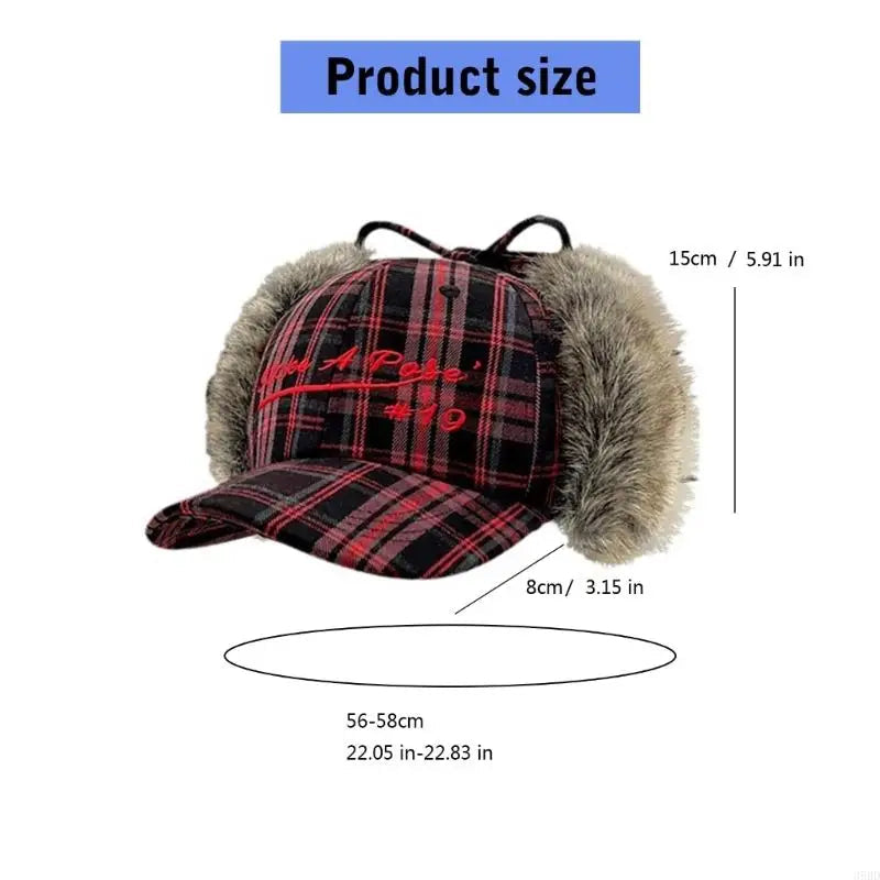 652F Women Baseball Hat 2000s Plush Earflap Fun Furry Hat for Idol Concert Shows Embroidery Caps for Adults Good Vibrations