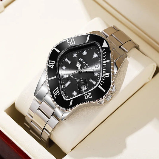 New Fashion Men Famous Luxury Casual Quartz Watch Mens Business Stainless Steel Watches For Gifts Relogio Masculino Male Clock Good Vibrations