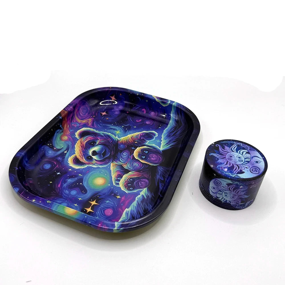 Metal 18X14CM Metal Rolling Maker Tray Kit with 2inch 50MM Smoke Herb Grinder Tobacco Set Spice Herb Tool Gift Good Vibrations Adult Super Store