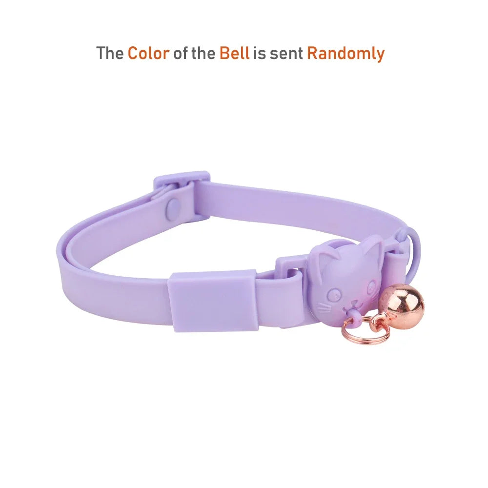 Pet Cat Bell Collar Dog Necklace PVC Waterproof Adjustable Kitten Candy Color Collar Festival Grooming Decorate Pet Supplies - Good Vibrations
