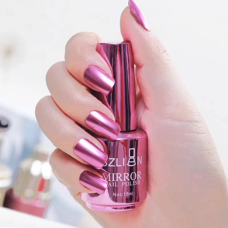 Mirror Effect Metallic Nail Polish Purple Rose Gold Silver  Nail Art Polish for Nails Manicure Lacquer Decoration Good Vibrations