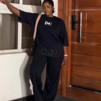 2025 Short-sleeved Suit Casual And Fashionable Sports Two-piece Set Loose Loose And Slimming Conjuntos Para Mujeres 2 Piezas Good Vibrations