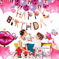 Spa Makeup Party Decorations Happy Birthday Banner Balloons Cake Topper for Girls Women Makeup Birthday Spa Party Decor Supplies Good Vibrations