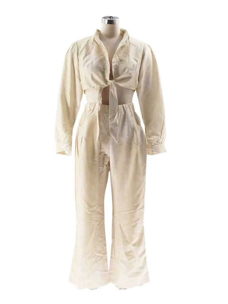 Women's Two Pieces Set Fall Fashion Wear Shirt Type Blouse and Straight Trouser Elegant Casual Pant Sets Wholesale Dropshipping Good Vibrations