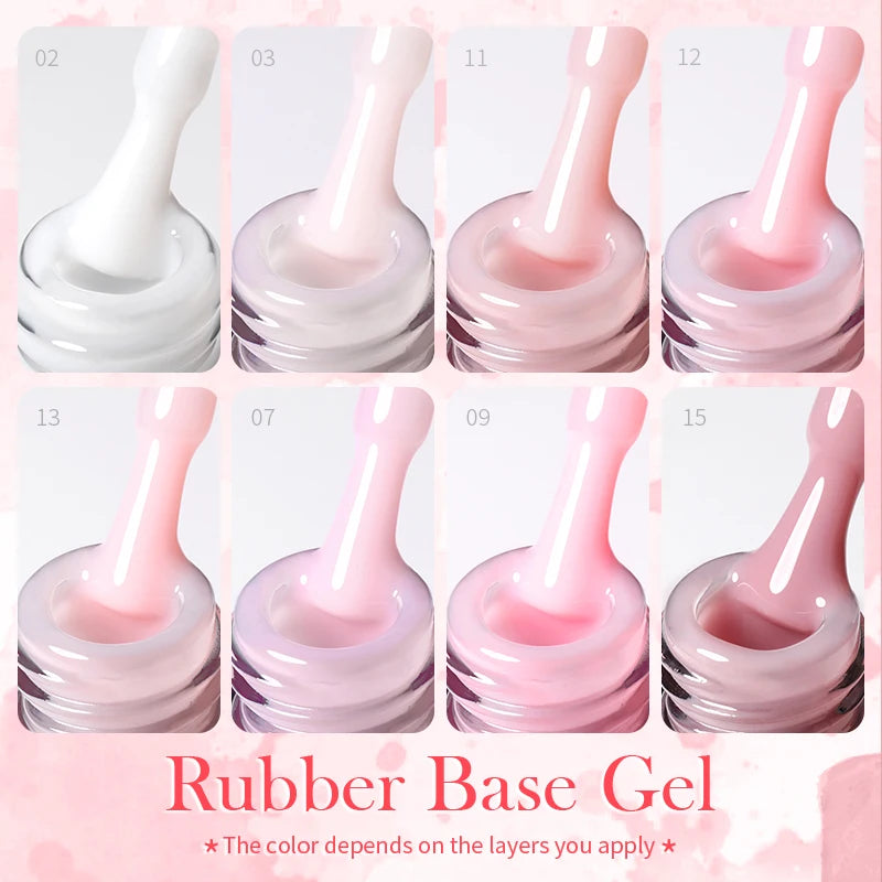 BORN PRETTY Milky Pink Rubber Base Gel Nail Polish Glitter 15ml Semi-Permanent Varnish Soak Off Self Leveling UV LED Gel Good Vibrations