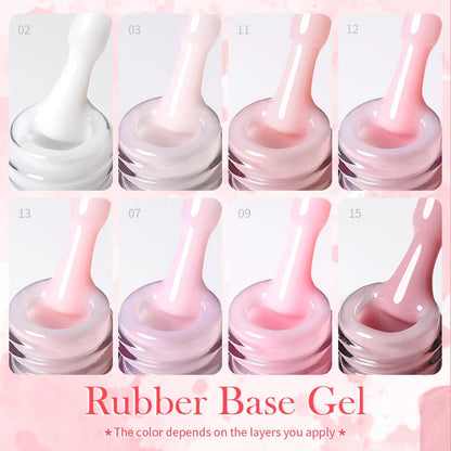 BORN PRETTY Milky Pink Rubber Base Gel Nail Polish Glitter 15ml Semi-Permanent Varnish Soak Off Self Leveling UV LED Gel Good Vibrations