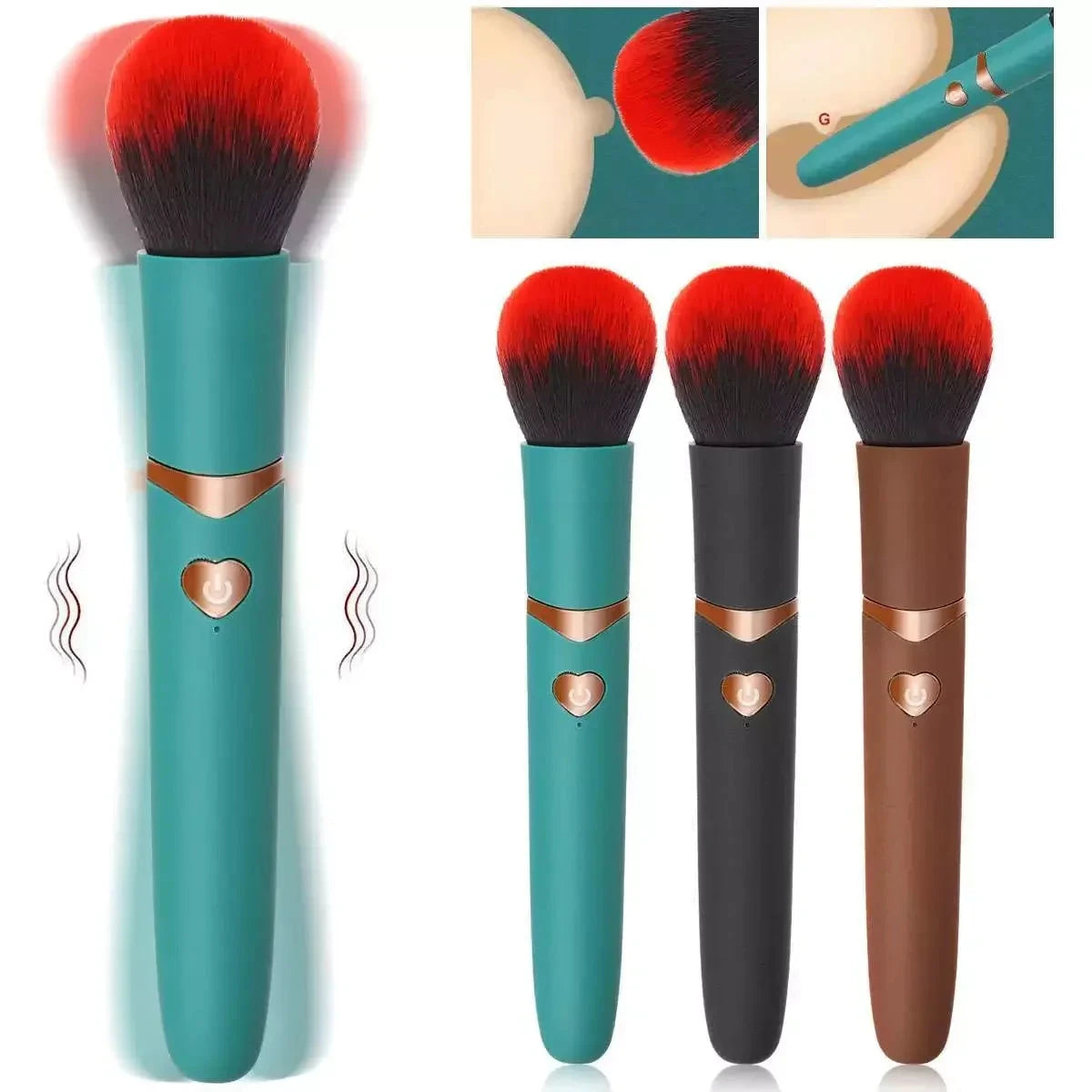 2in1 Bullet Vibrator Makeup Brush Electric Foundation Brush Multi-Function Soft Fluffy Portable Rechargeable Detail Makeup Tool Good Vibrations