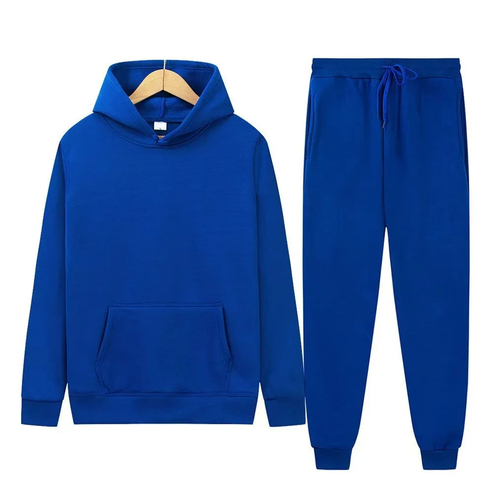 Men's Autumn and Winter New Solid Color Hoodie+pants Two-piece Set Fashionable Casual Sports Set Size S-3XL Good Vibrations