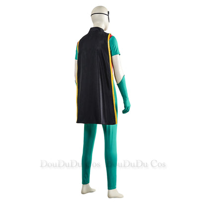 Adult Robin Cosplay Costume Men Jumpsuit Cloak Belt Gloves Eyemask Outfits TV Fantasy Halloween Carnival Party Suit Good Vibrations