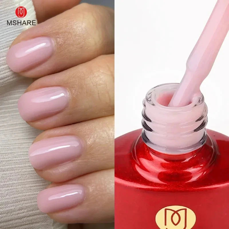 MSHARE Blush Pink Shade Color Rubber Base Gel Polish Nail Camouflage Nails Gel 10ml Good Vibrations