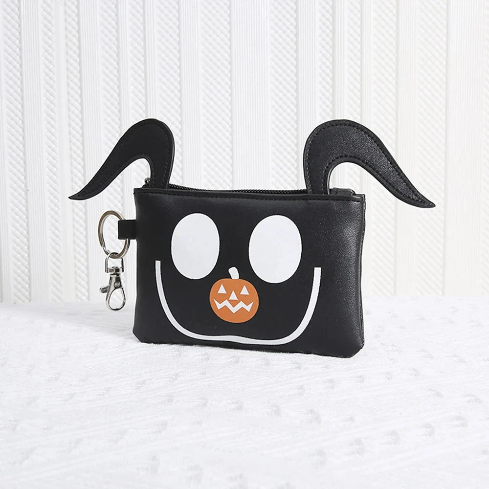 Halloween Pattern Coin Purse For Women Card Wallet Students Multi Pocket Zipper Key Bag Portable Lipstick Bank Card Storage Bag Good Vibrations