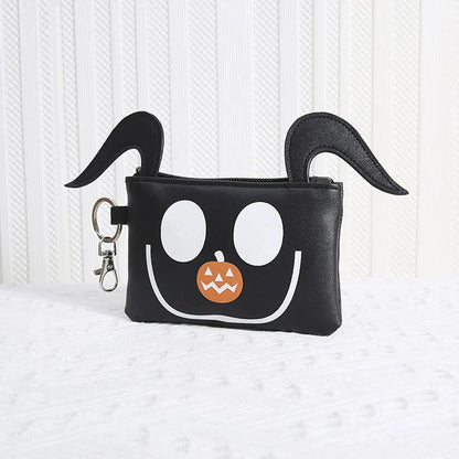 Halloween Pattern Coin Purse For Women Card Wallet Students Multi Pocket Zipper Key Bag Portable Lipstick Bank Card Storage Bag Good Vibrations