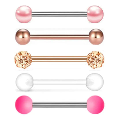 5PCS Acrylic Tongue Piercing Barbell Set Stainless Steel Glitter Tongue Rings Lot 14G Nipple Piercing Bar Bulk Piercing Langue Good Vibrations Adult Super Store