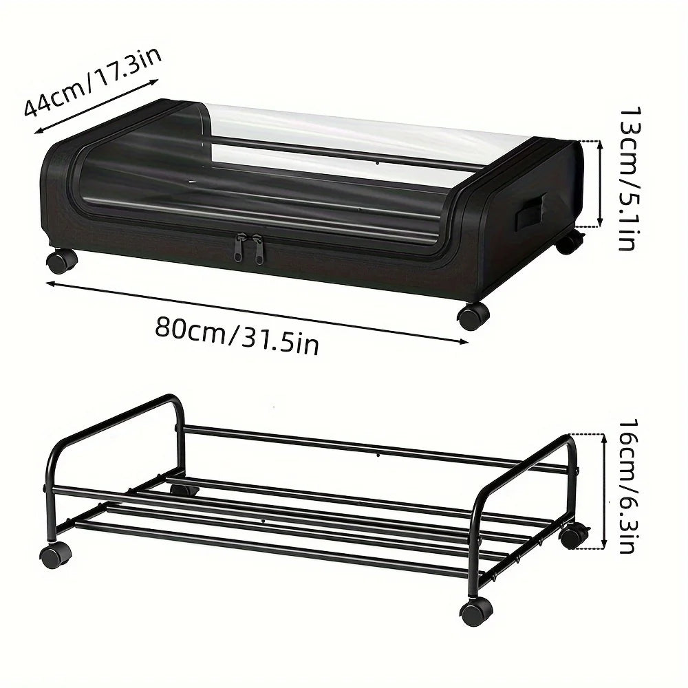 Under Bed Storage Organizer - Underbed Bins With Wheels And Lid For Clothes Bedding Shoes Blankets Books Toys Home Organization Good Vibrations