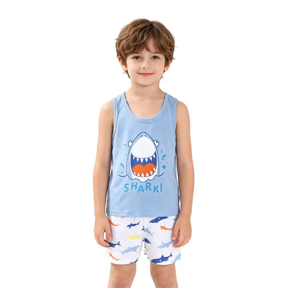 Summer Children Sets Kids Clothes Boys Girls Vest Suit Children's Clothing baby Cotton T-Shirts Shorts Tank Top Sleeveless 0-7T Good Vibrations