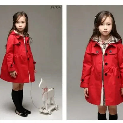 Children Girls Sweatshirt New Spring Autumn Birthday Present Long Style Hooded Coat for Girl Kids Jacket Red Windbreaker Coat Good Vibrations