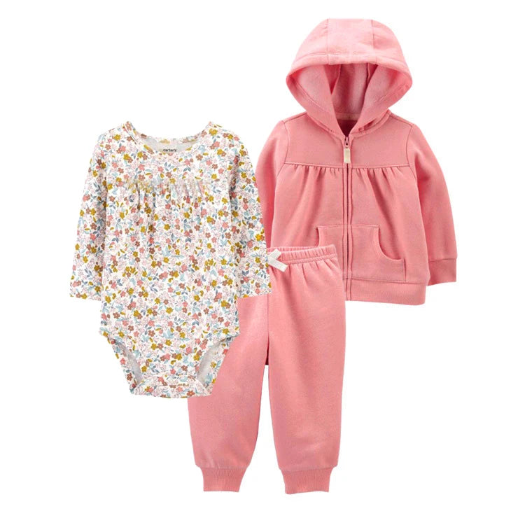 3pcs Baby Clothes Set for Newborns Toddler Girl Boy Clothes Hooded Jacket Trousers + Bodysuits 3pcs Child sets Infant Outfits Good Vibrations