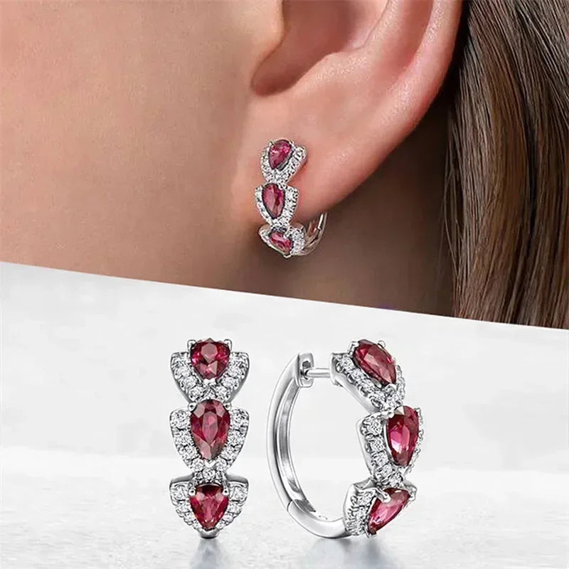 2026 Luxury Trendy Green Cubic Zirconia Hoop Earrings Wedding Party Elegant Accessories for Women Anniversary Gift New Jewelry Good Vibrations