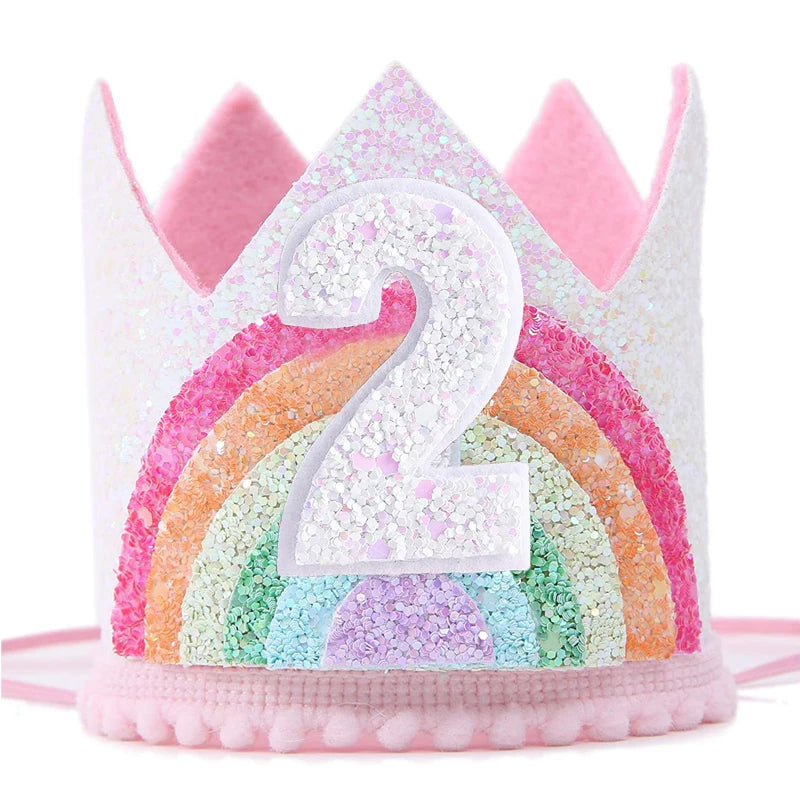 1st Birthday Party Decor Hat Kids 1 2 3 Year Happy Birthday Boy Girl Crown Hat First Happy Birthday Party Baby Shower Decoration Good Vibrations