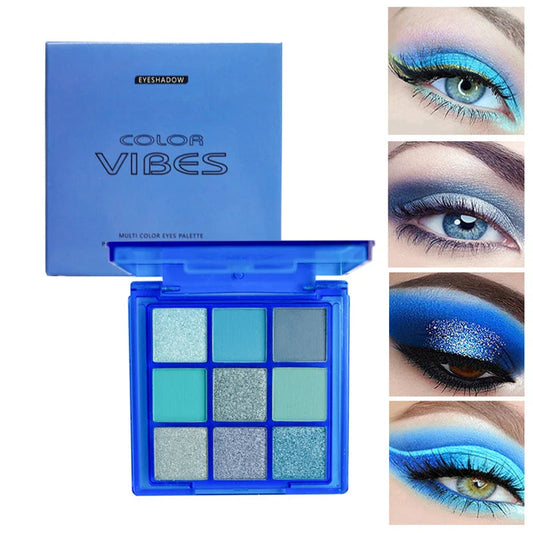 9 Colors Glitter Eyeshadow Palette Purple Violet Shimmer Pearlescent Matte Acrylic Eye Shadows Palette Waterproof Eye Make Up Good Vibrations