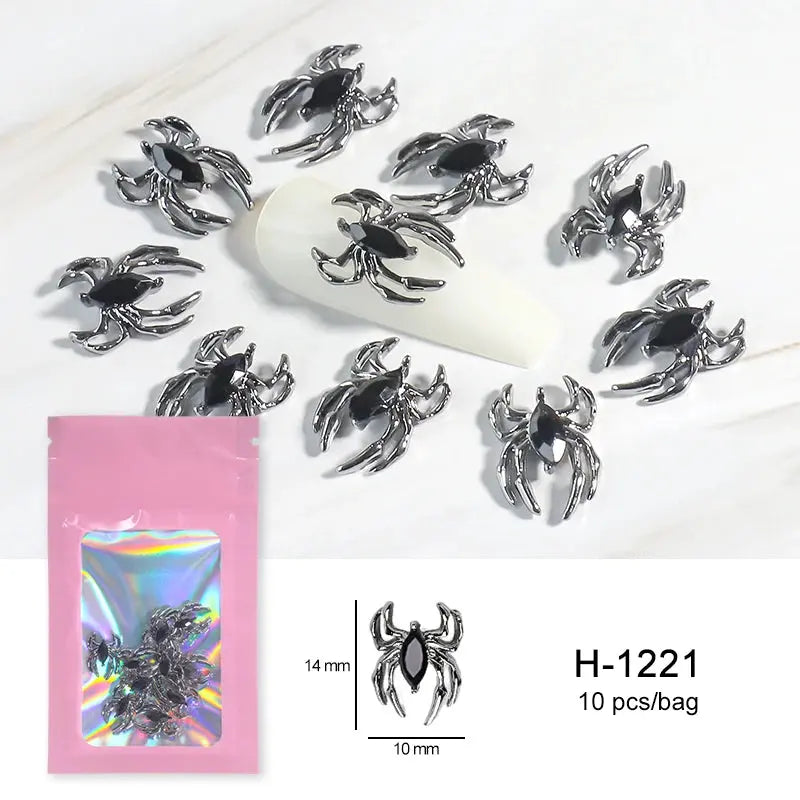 Halloween Alloy Nail Art Charms 3D Ghost Skull Pumpkin Golden Silver Classic Nails Jewelry Ornaments DIY Manicure Accessories Good Vibrations