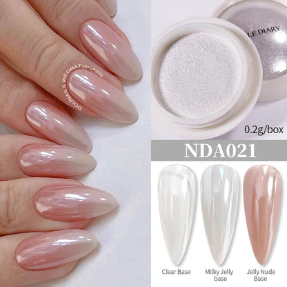 NICOLE DIARY Moonlight Mirror Nail Powder Aurora Silver Glitter Metallic Effect UV Gel Polish Pigment Chrome DIY Nail Decoration Good Vibrations