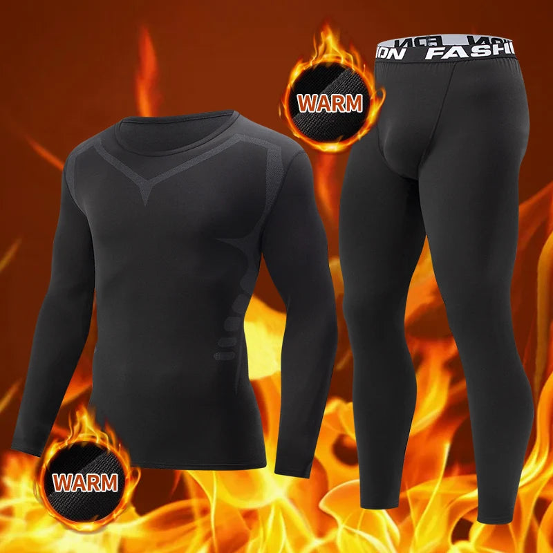 Men's tight warm long-sleeved trousers suit for autumn and winter men's fitness pants shirt running yoga athletes' sport Good Vibrations