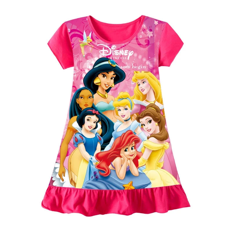 New kids Nightdress Elsa Cartoon Dress Minnie Printing Sleepwear Girls Nightgowns Children Party Dresses Pajamas Girls Dress Good Vibrations